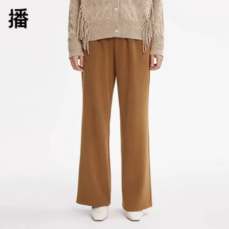 播2023冬季新款通勤运动休闲简约抽绳高腰直筒阔腿裤女BDP4KD0627商品大图