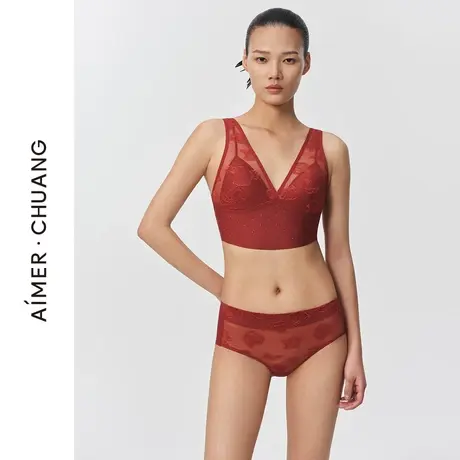 爱慕·CHUANG内裤女玫瑰蕾丝花面中腰平角裤CA230801图片