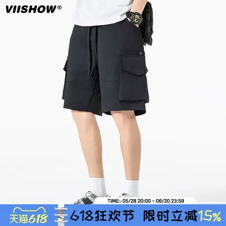 VIISHOW美式高街vibe风机能工装短裤男宽松直筒伞兵裤休闲五分裤图片