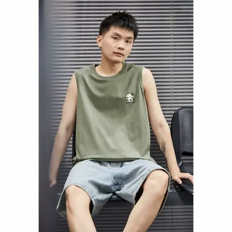 唐狮春夏季新款男背心坎肩印花T恤休闲圆领上衣汗衫打底潮酷商品大图