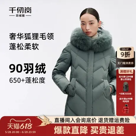 千仞岗中长款狐狸毛领连帽中老年送妈妈保暖加厚百搭羽绒服外套女图片