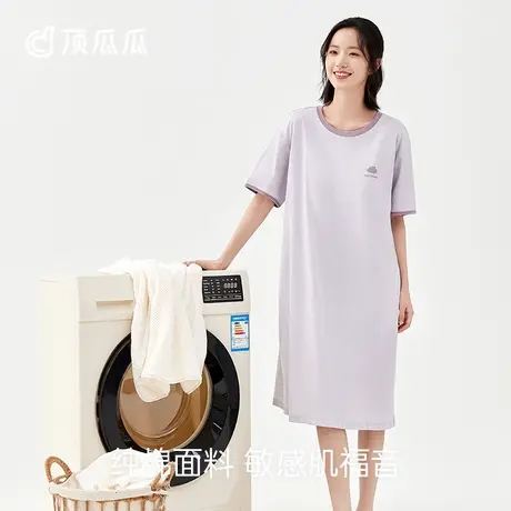 顶瓜瓜睡裙女款2024新款夏款顶呱呱女士BRA-IN可外穿纯棉家居裙商品大图