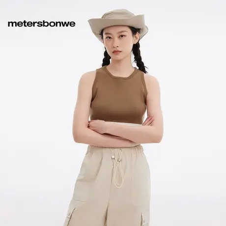 【蜜蜂心愿社】美特斯邦威针织背心女2025夏新透气显瘦修身上衣ZZ图片