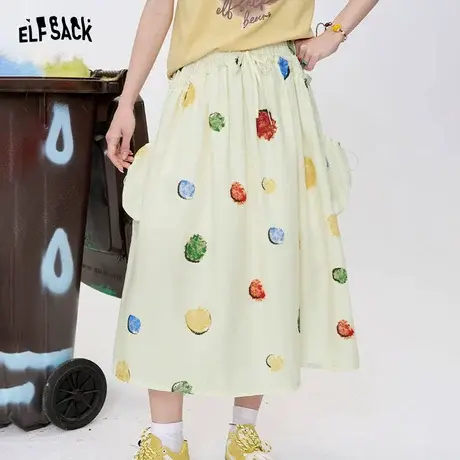 妖精的口袋彩色波点高腰半身裙女2025年夏季新款设计感休闲长裙子商品大图