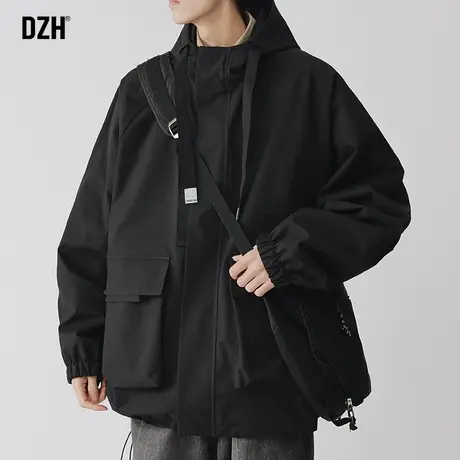 男生黑色冲锋衣男外套春秋款男装2023新款工装外套宽松休闲登山服商品大图
