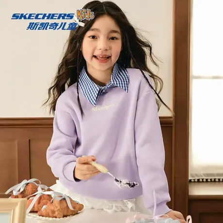 【新品试用】Skechers斯凯奇儿童2025秋新款针织套头潮流休闲卫衣图片