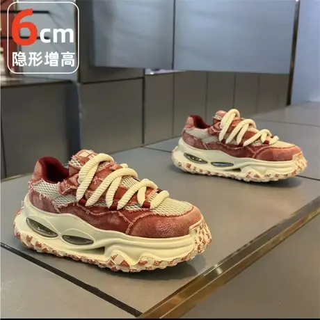 欧洲站男鞋夏季透气网面防滑气垫减震老爹鞋青少年厚底跑步运动鞋商品大图