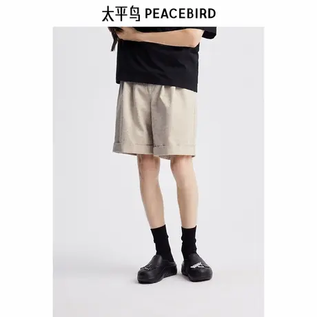 太平鸟男装 潮流老花松紧腰五分休闲短裤潮B1GCE2179商品大图