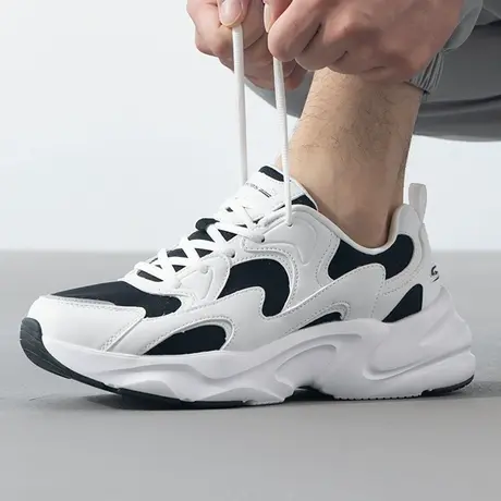 Skechers斯凯奇踏浪男鞋官网旗舰透气黑白老爹鞋运动鞋厚底休闲鞋商品大图