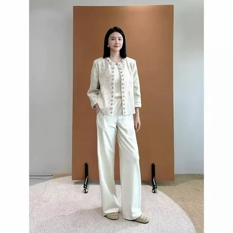 爵莱菲大码胖mm立体浮雕提花 精致重工亮片气质国风绣花外套女商品大图