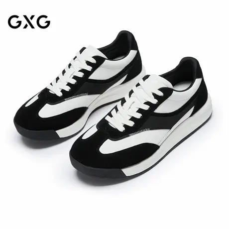 GXG通勤男鞋黑白撞色简约时尚德训鞋休闲百搭运动鞋商品大图