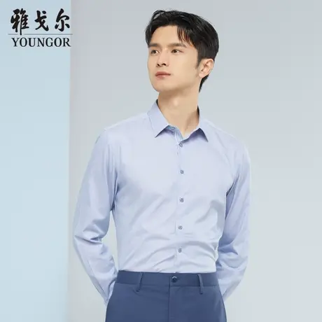 雅戈尔奥莱 商场同款男士长袖衬衫秋季新款官方商务休闲免烫衬衫商品大图