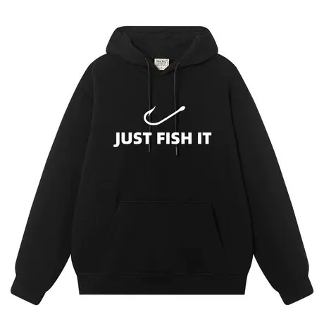 秀洛just fish it钓鱼人钓鱼佬台钓路亚溪流海钓卫衣男连帽上衣服商品大图