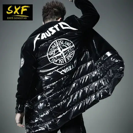 SXF圣希梵男士皮草外套 冬季中长款皮毛一体羽绒服羊剪绒大衣男潮商品大图