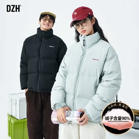 情侣白鸭绒羽绒服男冬季短款加绒加厚立领外套男款2023新款面包服图片
