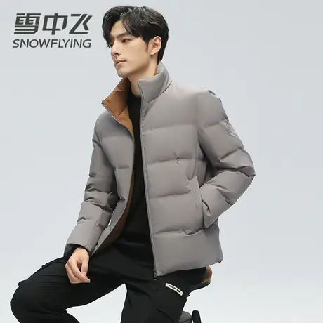 雪中飞羽绒服男立领2023冬季新款时尚百搭商务休闲鸭绒保暖外套商品大图