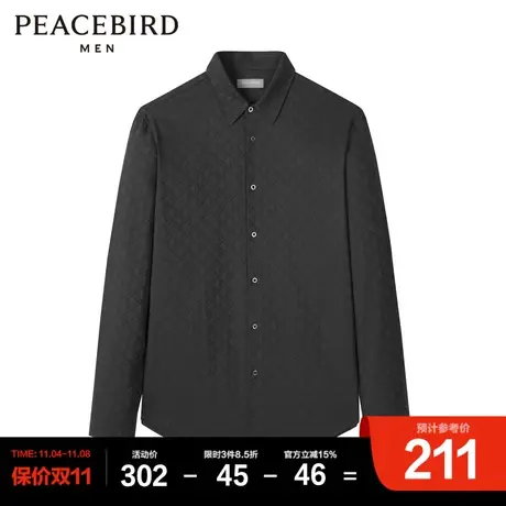 太平鸟男装 2022年冬季新款满印暗纹衬衫男图片