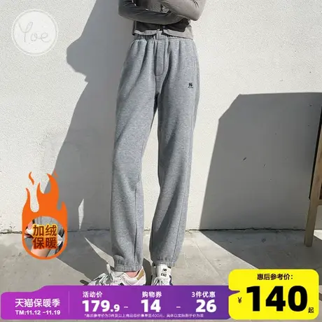 yoe卫裤女2023新款运动裤束脚裤灰色加绒宽松潮牌ins小个子休闲裤图片