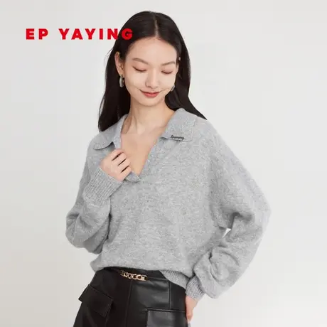 EP YAYING雅莹女装 简约羊绒Polo领套头针织衫 春装商场同款9570A图片