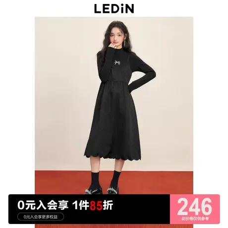 乐町气质吊带连衣裙秋冬2023春新款女装黑色甜美内搭裙子图片