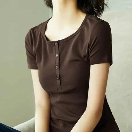 雀后2023夏装新款圆领短袖t恤女宽松白色半袖百搭韩范上衣体恤女商品大图