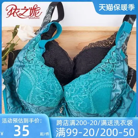 依之妮正品女士内衣性感蕾丝双排扣中厚杯上托聚拢侧收文胸Y038A2商品大图