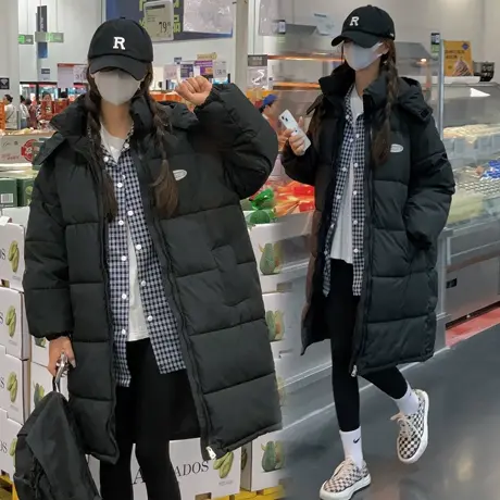 中长款羽绒棉服女韩版宽松棉袄2023年新款冬装小个子棉衣加厚外套图片