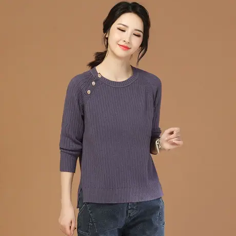 韩潮袭人复古圆领修身套头针织衫女冬季新款加厚毛衣上衣打底衫图片