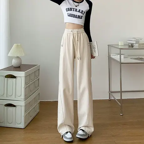 美式工装裤女2023秋季新款高腰宽松小个子束脚休闲直筒香蕉阔腿裤商品大图