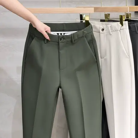男士休闲裤商务高端韩版潮流修身直筒小西裤男高级感裤子男春秋款图片