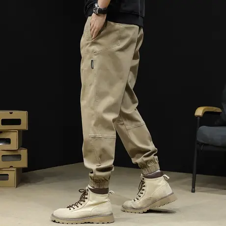 美式拼接工装裤男春款潮牌休闲束脚男裤大码弹力裤子秋季2024新款商品大图