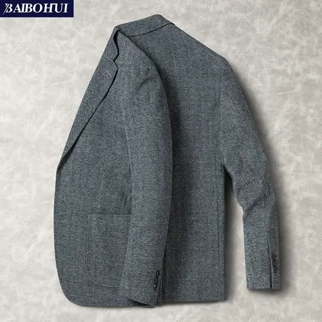 秋冬季商务修身小西服上衣男时尚休闲英伦风复古羊毛呢子西装外套商品大图