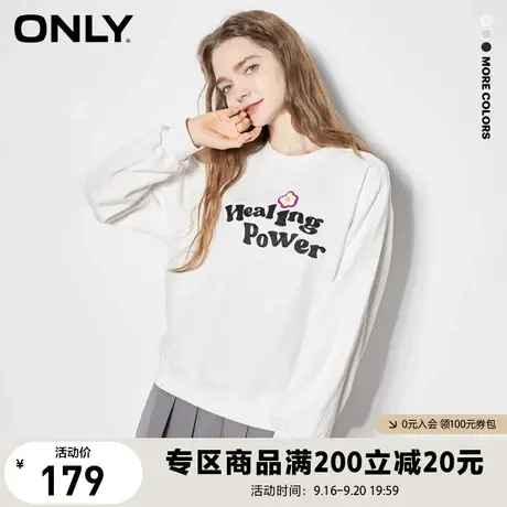【买5免1】ONLY奥莱夏季潮流字母印花长袖圆领套头卫衣女商品大图