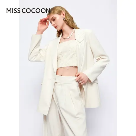 MISSCOCOON【漫拾光旅】24春新款浪漫手工立体珠花气质廓形西装商品大图
