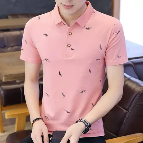 冰丝短袖t恤 男士POLO衫潮流男夏装2022夏季新款冰感纯棉翻领体桖商品大图