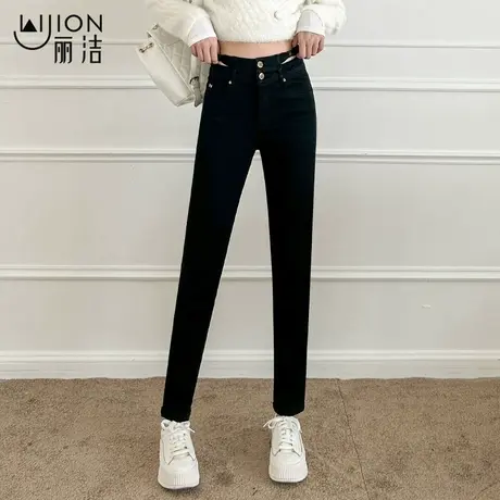 丽洁女裤高腰牛仔裤女春秋紧身小脚裤冬季新款显瘦弹力休闲长裤子商品大图