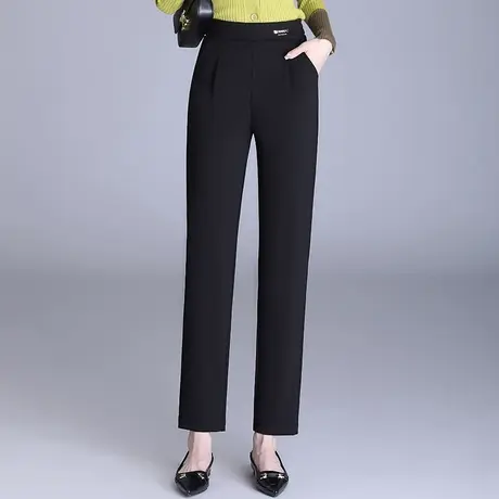 黑色小直筒西装裤女春季2024新款小个子通勤职业裤高腰显瘦长裤子商品大图