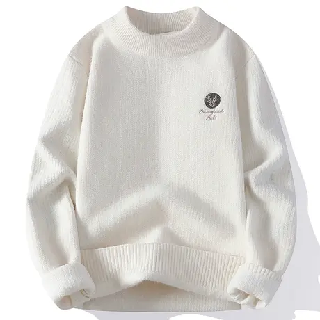 2023新款男士毛衣仿貂绒潮流针织衫男内搭打底衫线衣圆领套头毛衫图片