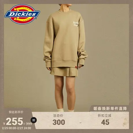 Dickies 秋冬工装男女情侣休闲运动刺绣圆领加绒美式卫衣宽松图片