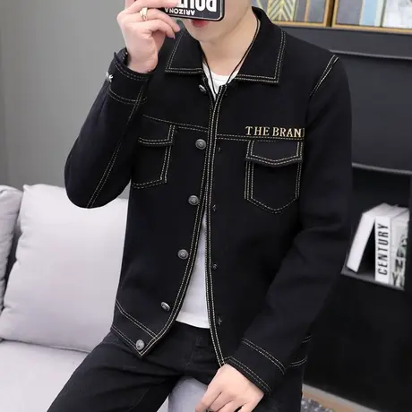 潮牌夹克外套男士韩版帅气秋冬季工装毛衣针织衫短款风衣个性秋装商品大图