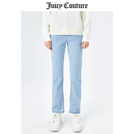 Juicy Couture橘滋春季新款宽松高腰满印阔腿牛仔裤直筒微喇长裤商品大图