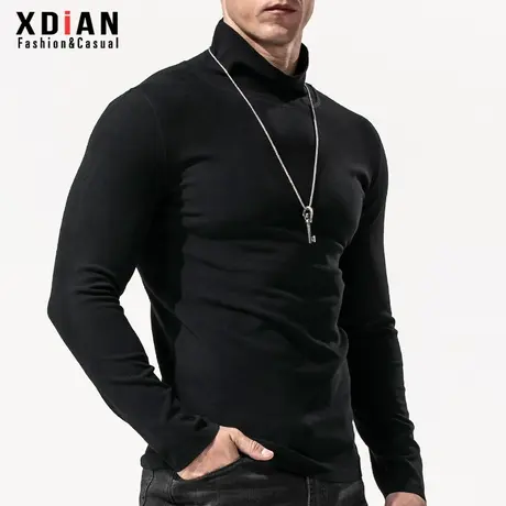 秋冬季中高领打底衫男士双面德绒保暖内衣紧身修身长袖T恤徳戎商品大图