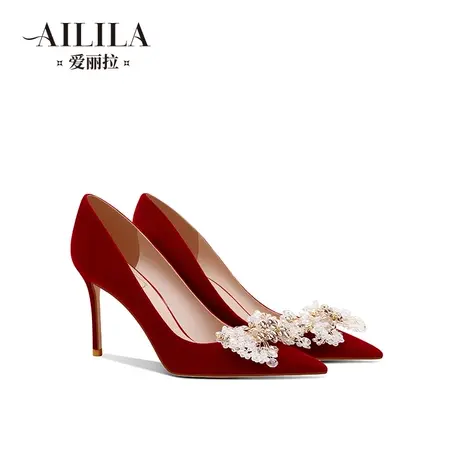 爱丽拉中式红色秀禾服结婚鞋子女2023新款新娘高跟鞋不累脚高级感商品大图
