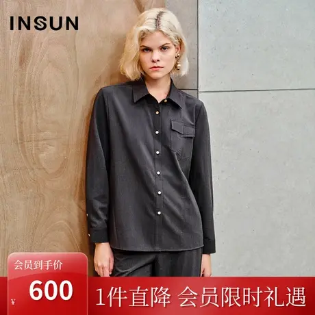 恩裳2023年秋季新款精纺羊毛随性宽松衬衣挺括不易皱衬衫图片