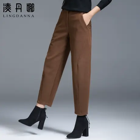 妈妈加厚毛呢裤子女秋冬2023新款女裤冬季休闲裤萝卜裤老爹哈伦裤商品大图