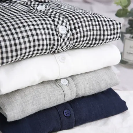 2019春季新款日系小清新双层纱纯棉白衬衫女长袖学生百搭打底衬衣图片