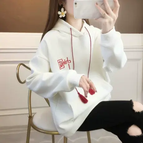 早春连帽卫衣女春秋季韩版宽松bf慵懒风ins初春薄款中国风外套潮图片