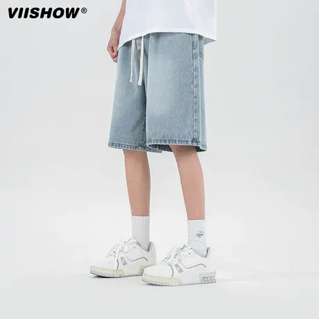 VIISHOW水洗牛仔短裤男夏季冰氧吧休闲裤五分裤痞帅潮牌宽松直筒商品大图