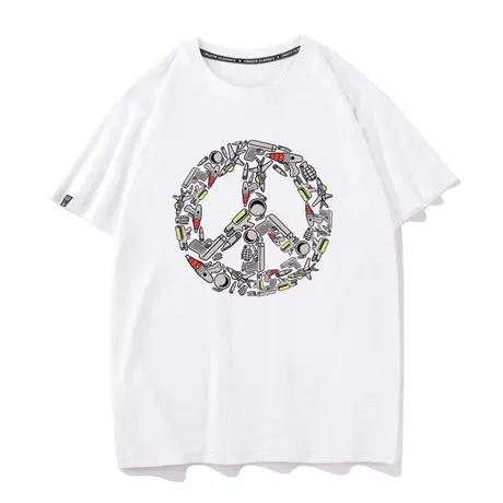 反战系列logoT恤男新款宽松ins潮流嘻哈宽松印花短袖上衣体恤打底商品大图