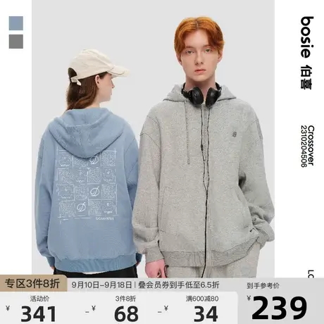 【刘宇同款】哆啦A梦bosie2023年新款卫衣情侣男宽松开衫卫衣外套商品大图